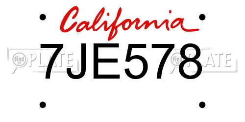 7JE578 California License Plate