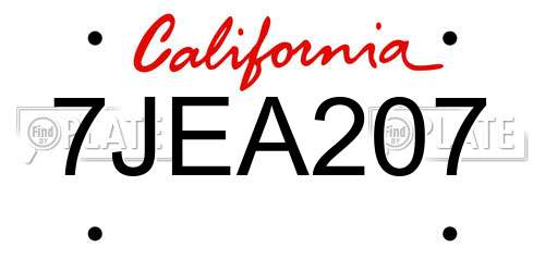7JEA207 California License Plate