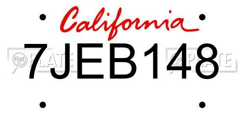 7JEB148 California License Plate