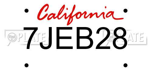 7JEB28 California License Plate