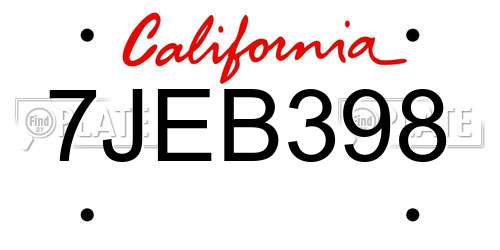7JEB398 California License Plate