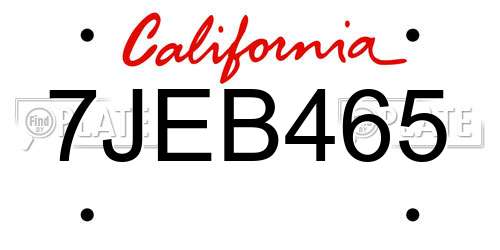 7JEB465 California License Plate