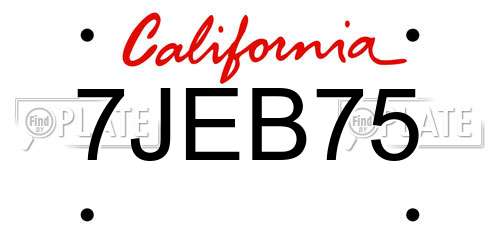 7JEB75 California License Plate