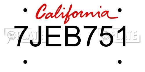 7JEB751 California License Plate