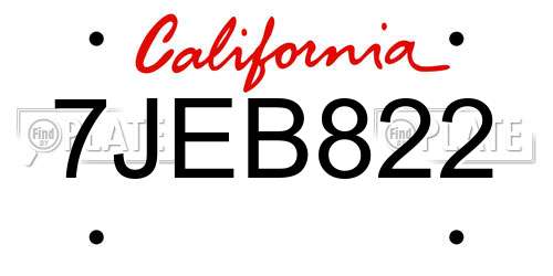 7JEB822 California License Plate