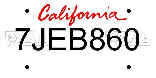 7JEB860 California License Plate