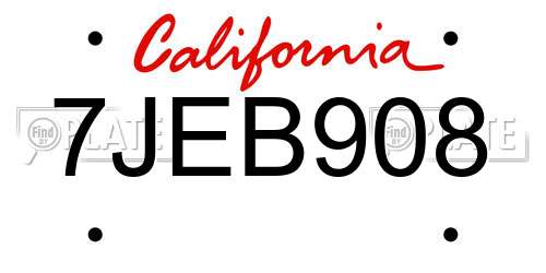 7JEB908 California License Plate