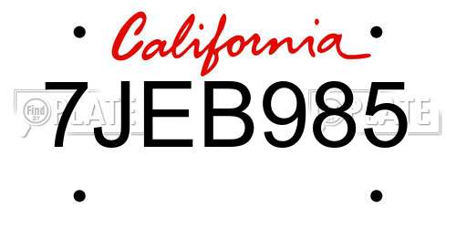 7JEB985 California License Plate