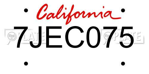 7JEC075 California License Plate