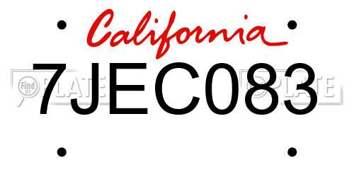 7JEC083 California License Plate