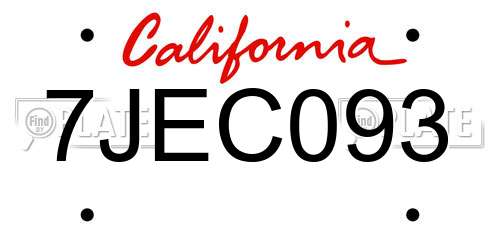 7JEC093 California License Plate