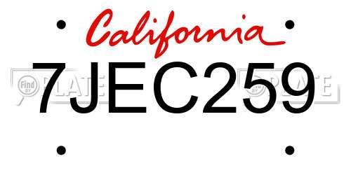 7JEC259 California License Plate