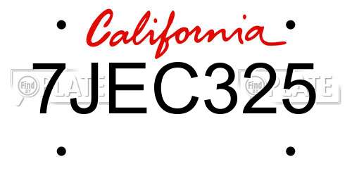 7JEC325 California License Plate