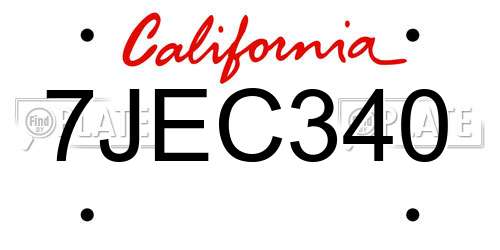 7JEC340 California License Plate