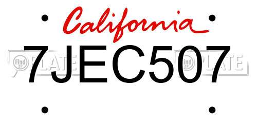 7JEC507 California License Plate