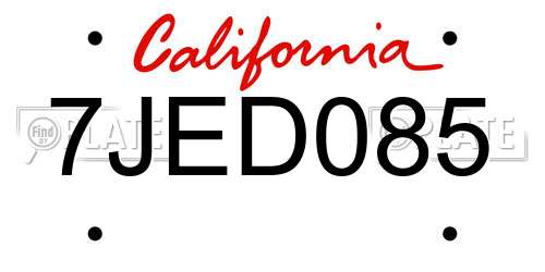7JED085 California License Plate