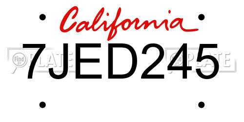 7JED245 California License Plate