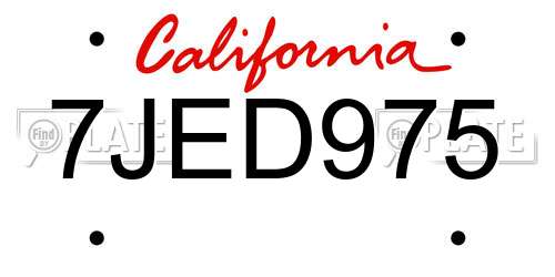 7JED975 California License Plate