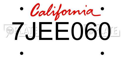 7JEE060 California License Plate