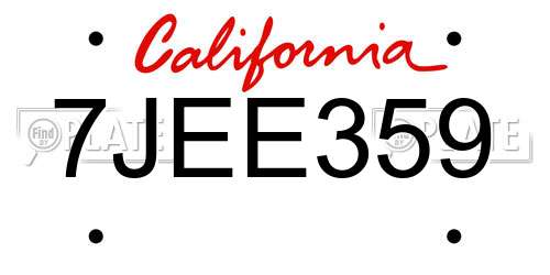 7JEE359 California License Plate