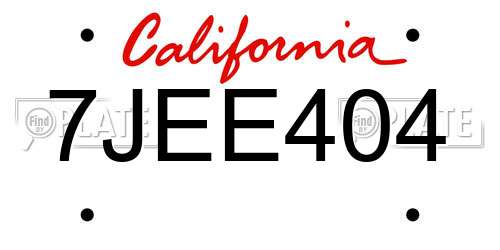 7JEE404 California License Plate