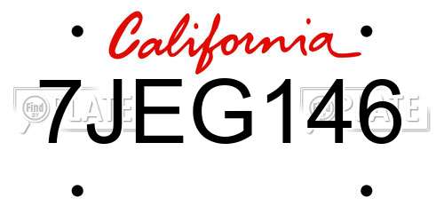 7JEG146 California License Plate