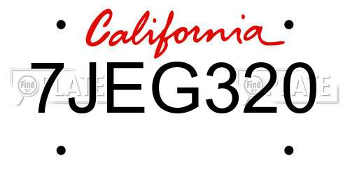 7JEG320 California License Plate