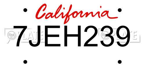 7JEH239 California License Plate