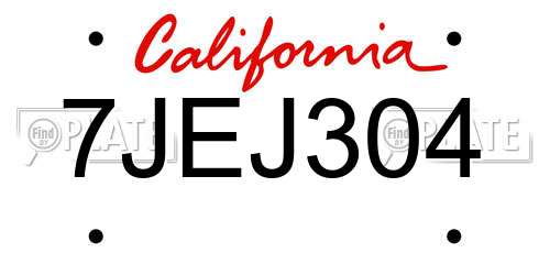 7JEJ304 California License Plate