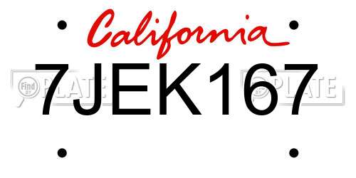 7JEK167 California License Plate