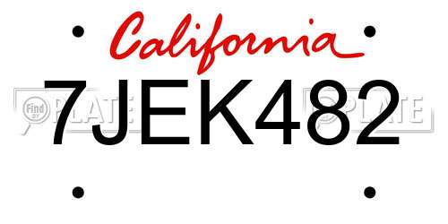7JEK482 California License Plate