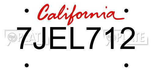 7JEL712 California License Plate