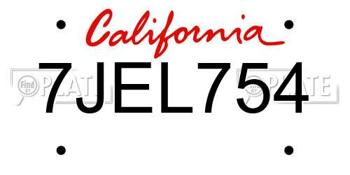 7JEL754 California License Plate