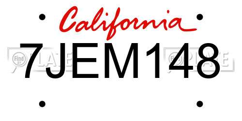 7JEM148 California License Plate