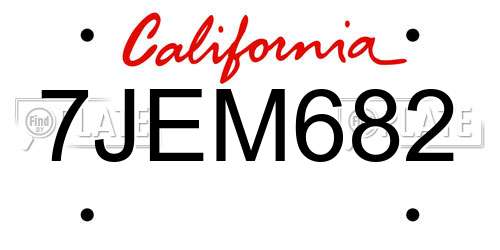 7JEM682 California License Plate