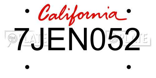 7JEN052 California License Plate