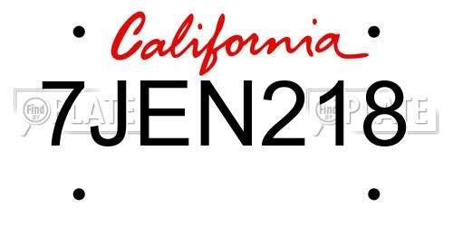 7JEN218 California License Plate