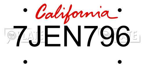 7JEN796 California License Plate