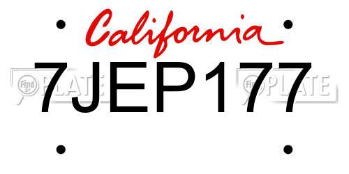 7JEP177 California License Plate