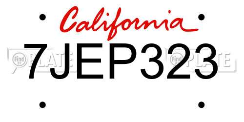 7JEP323 California License Plate