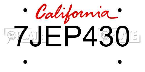 7JEP430 California License Plate