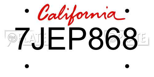 7JEP868 California License Plate