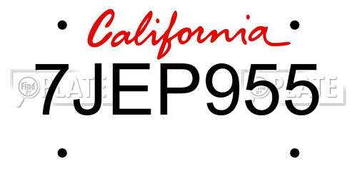 7JEP955 California License Plate