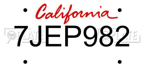 7JEP982 California License Plate