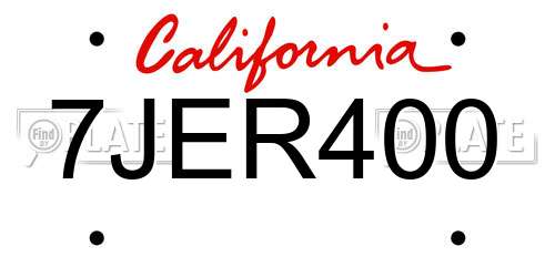 7JER400 California License Plate