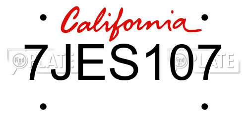 7JES107 California License Plate