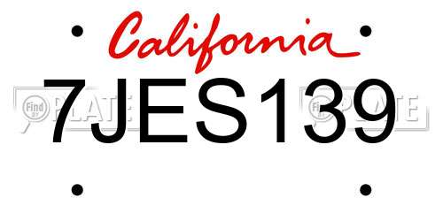 7JES139 California License Plate