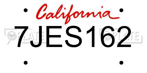 7JES162 California License Plate