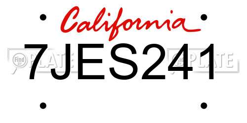 7JES241 California License Plate