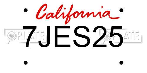 7JES25 California License Plate